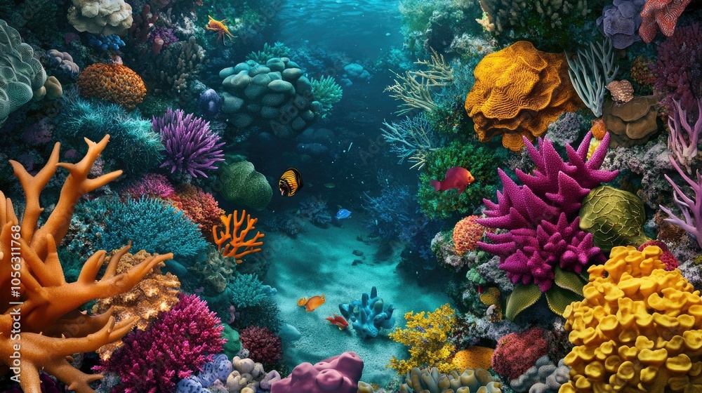 Fototapeta premium Vibrant Coral Reef Underwater Landscape