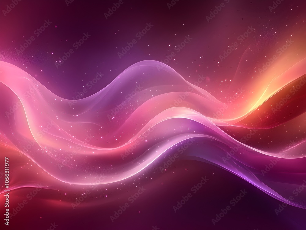 Fototapeta premium A mesmerizing abstract wave of flowing colors in shades of pink, purple, and orange, creating a dreamy and ethereal atmosphere, perfect for backgrounds or digital art.