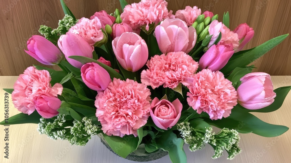 Pink Flower Arrangement in a Decorative Bowl Pink Flower Arrangement in a Decorative Bowl