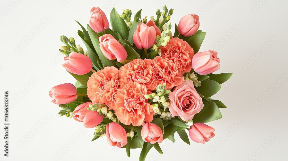 Bright Floral Arrangement with Pink Blooms and Greenery Bright Floral Arrangement with Pink Blooms and Greenery