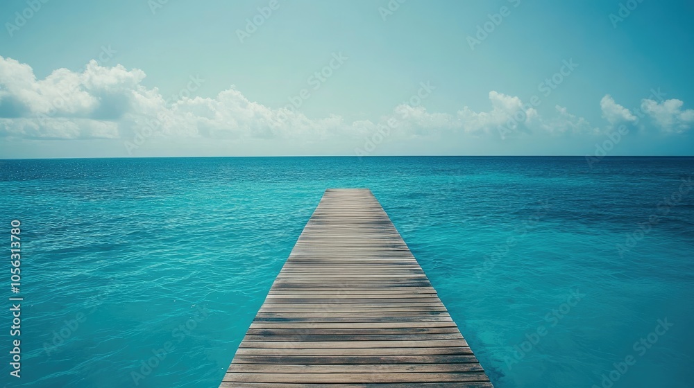 Tranquil Dock Overlooking a Calm Blue Ocean Tranquil Dock Overlooking a Calm Blue Ocean