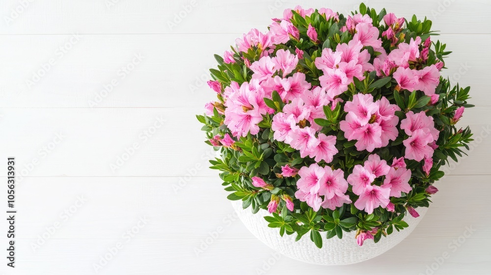 Beautiful Pink Azalea Blooms in a Round Pot Beautiful Pink Azalea Blooms in a Round Pot