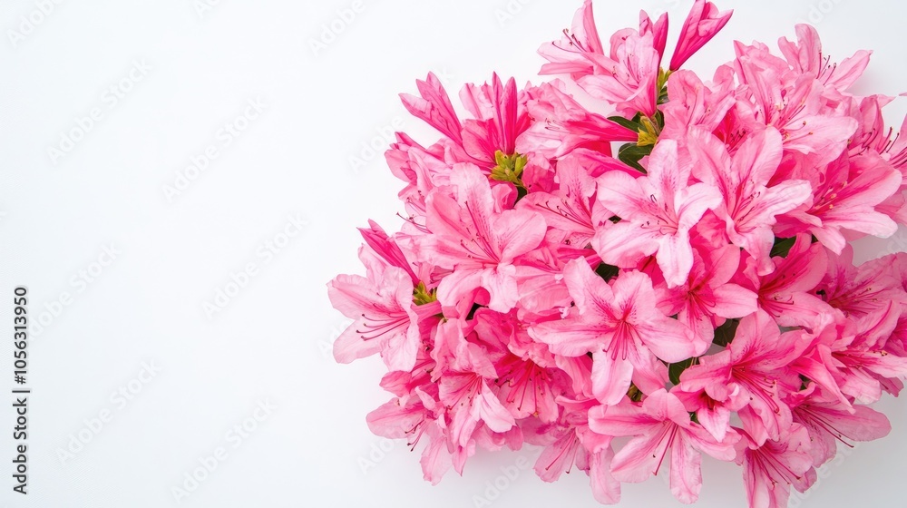 Vibrant Pink Azalea Flowers on White Background Vibrant Pink Azalea Flowers on White Background