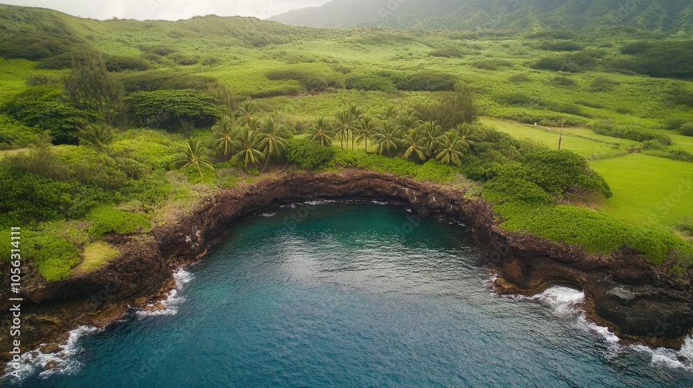 Serene Coastal Landscape with Lush Greenery Serene Coastal Landscape with Lush Greenery