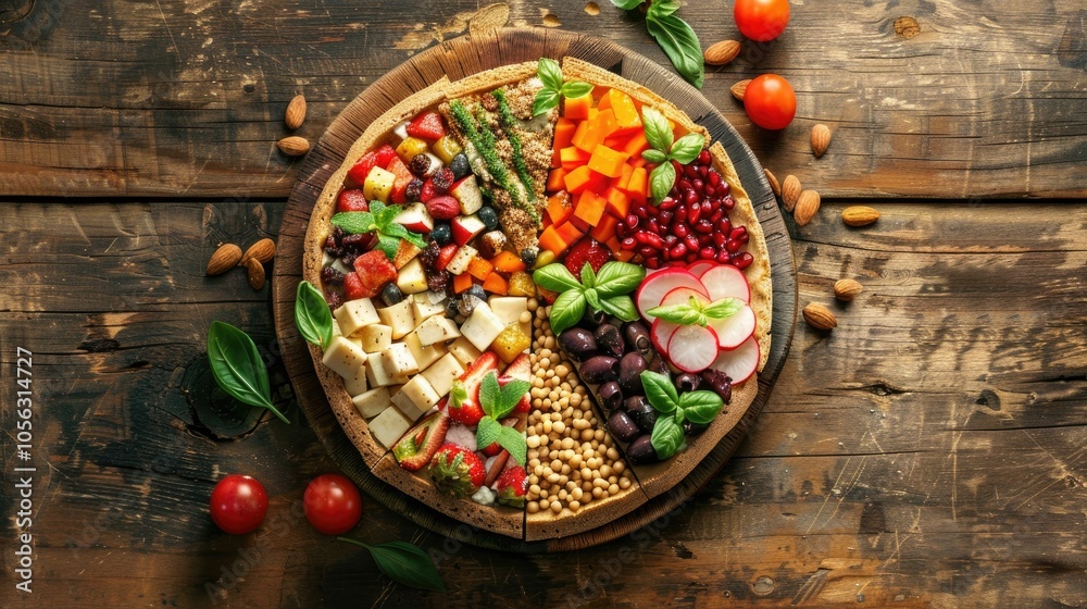 Healthy meal portions divided in a pie chart format Healthy meal portions divided in a pie chart format