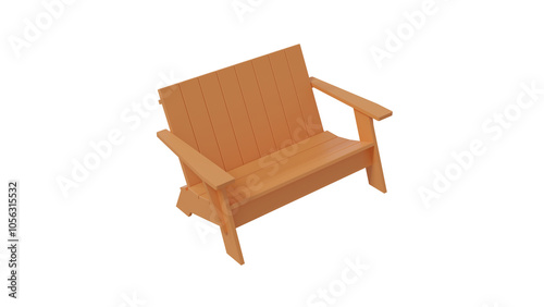 Wooden bench with arms