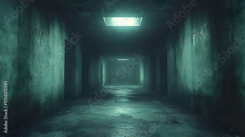 Dark and Grungy Hallway 3D Illustration