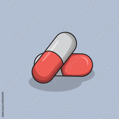 Vector illustration Capsule. Vector design Medicine. Rounded Capsule Vector Cartoon design illustration and icon for website, digital and print