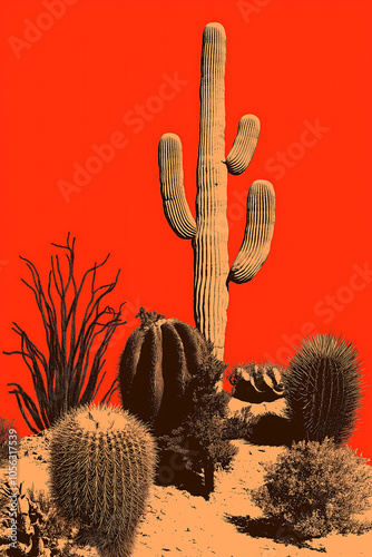 Cactus on the orange background. High quality photo