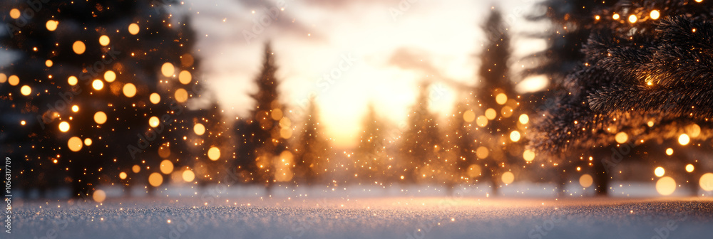 Sparkling winter forest with twinkling lights. Sparkling winter forest with twinkling lights.