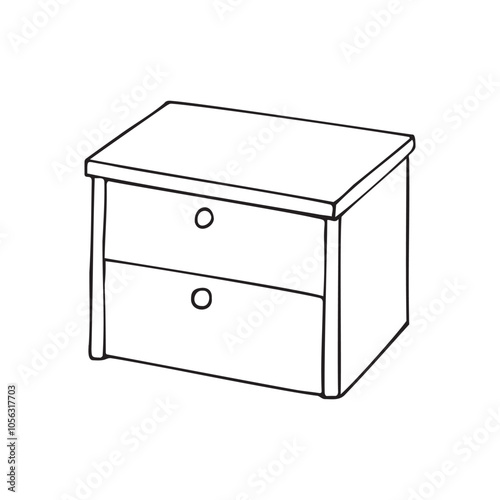 Vector hand drawn sketch doodle outline nightstand isolated on white background