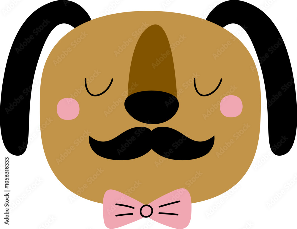 Hand Drawn Hipster Dog Portrait Hand Drawn Hipster Dog Portrait