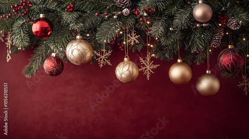 Yuletide Elegance: A Christmas Tapestry of Gold, Crimson, and Green