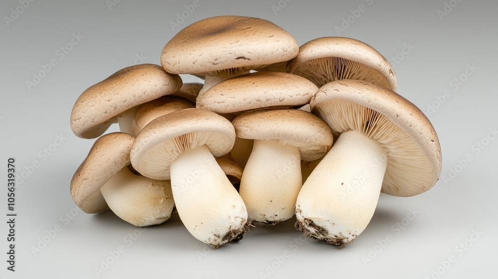 Brown shiitake mushrooms are arranged in a small pile on a random background, highlighting their rich texture and color for culinary uses Brown shiitake mushrooms are arranged in a small pile on a random background, highlighting their rich texture and color for culinary uses