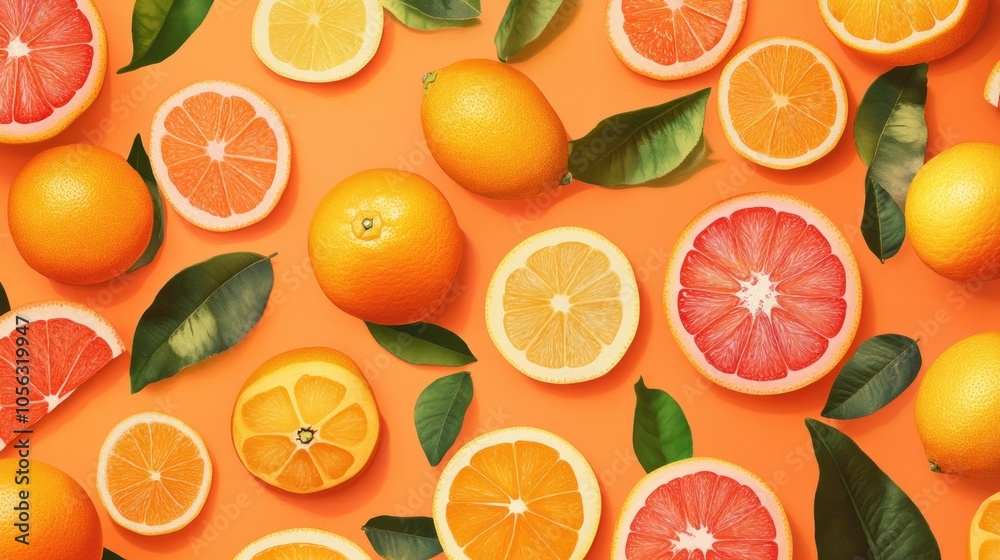 A bunch of oranges and lemons on a table. The oranges are cut in half and the lemons are whole A bunch of oranges and lemons on a table. The oranges are cut in half and the lemons are whole