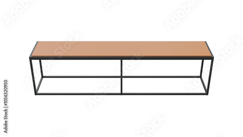 Wooden bench with a metal frame