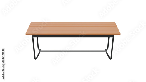 Wooden bench with metal frame