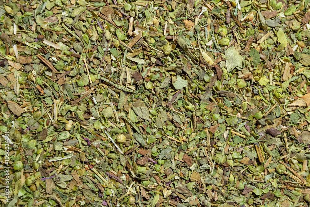 Dry Aromatic Herbs and Flavorful Spices Mix: A Culinary Canvas of Aroma Herb Seasoning. Textured Background for Gourmet Cooking. The Harmonious Combination of Dried Herbs and Spices - Top View Dry Aromatic Herbs and Flavorful Spices Mix: A Culinary Canvas of Aroma Herb Seasoning. Textured Background for Gourmet Cooking. The Harmonious Combination of Dried Herbs and Spices - Top View