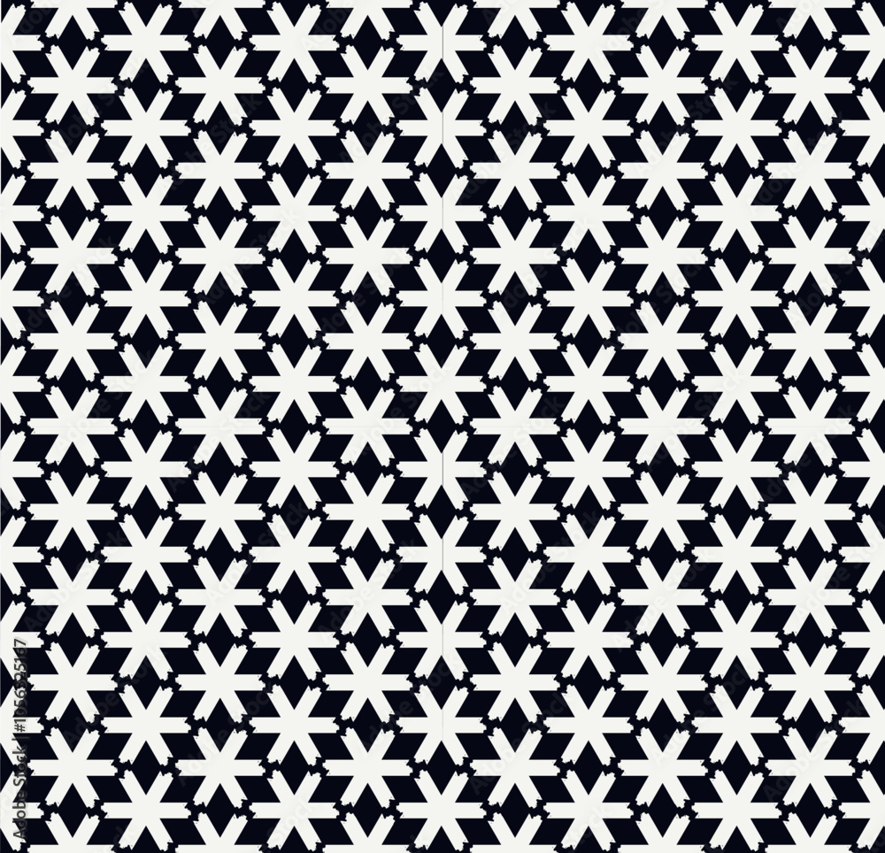 Stars motif geometric print. Paint brush seamless pattern. Freehand grunge design floral background. Trendy handdrawn modern simple geo ornament. Artistic hand drawn abstract vector wallpaper
