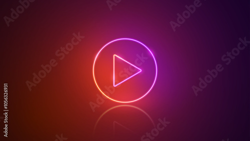Play neon button sign. Glowing play icon. Vector illustration