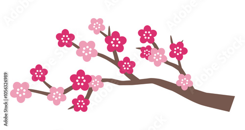 かわいい梅の花のベクターイラスト
