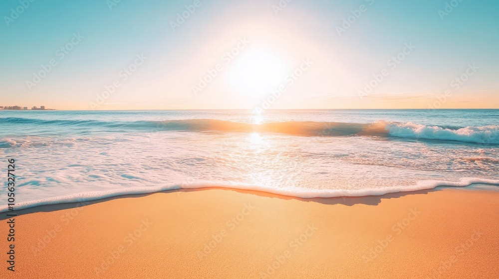 Tranquil Beach Sunrise Over Gentle Waves Tranquil Beach Sunrise Over Gentle Waves