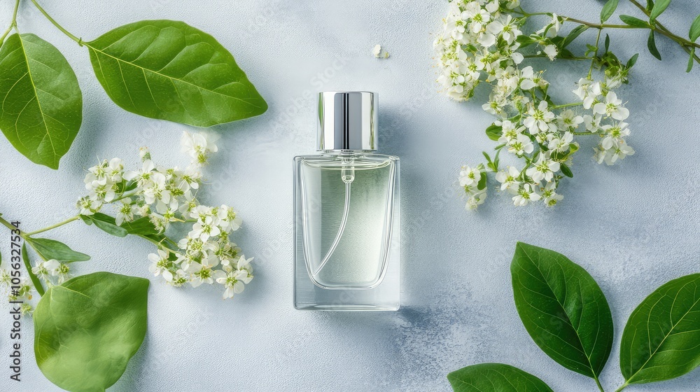 Fresh Fragrance Bottle with Floral Elements Fresh Fragrance Bottle with Floral Elements