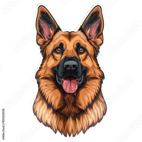A cartoon dog with a tongue sticking out and a black nose. Generative AI