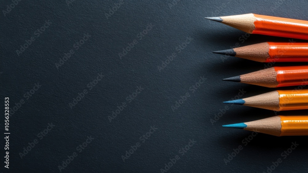 Colorful Pencils on Dark Surface Colorful Pencils on Dark Surface