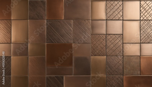 Layered, brushed bronze with etched crosshatch patterns, softly reflecting light in warm, coppery hues for an elegant look photo