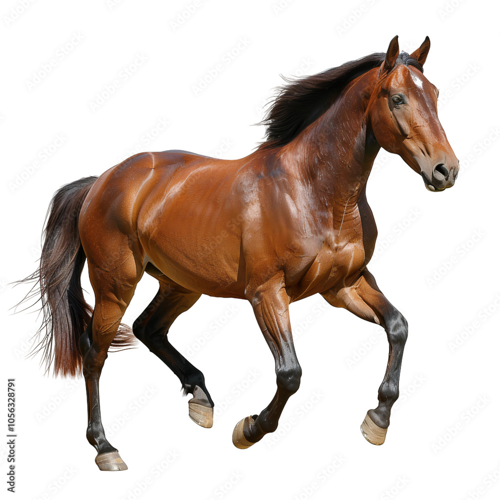Obraz premium Stunning Equine Closeup Photography Featuring a Running Horse in Action, Perfectly Isolated on Transparent Background in PNG Format
