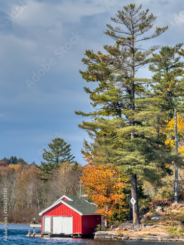 Colors of autumn at Rosseau Waterfront Park, Jim Swift Drive, Rosseau, Seguin Township, Parry Sound District,.