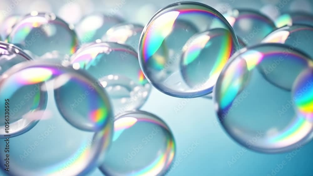 Foam and Bubbles in Bath Products: Bath foam or soap bubbles, capturing their unique patterns and rainbow reflections.