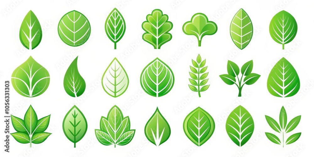 A collection of 24 beautifully designed green leaf shapes, featuring various styles and forms, perfect for nature-themed projects. A collection of 24 beautifully designed green leaf shapes, featuring various styles and forms, perfect for nature-themed projects.