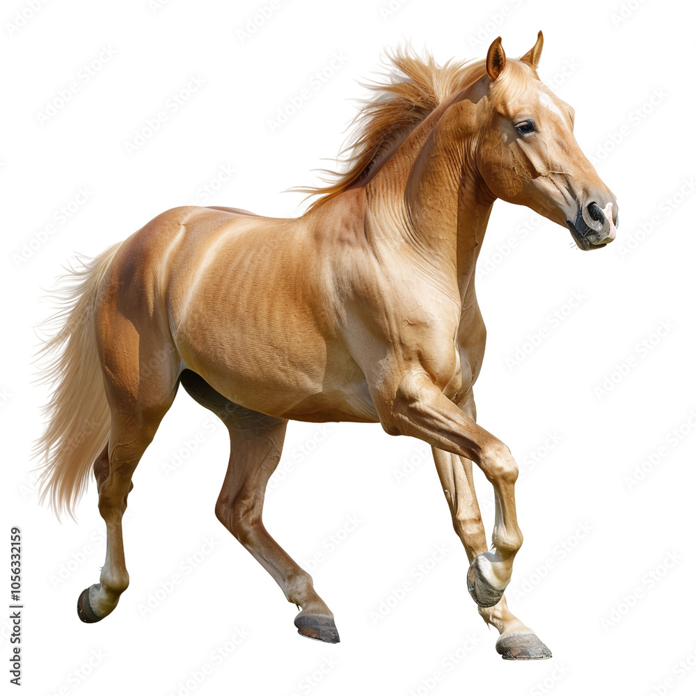 Obraz premium Closeup Photography of a Galloping Horse Showcasing Power and Grace in PNG Format and Isolated on Transparent Background