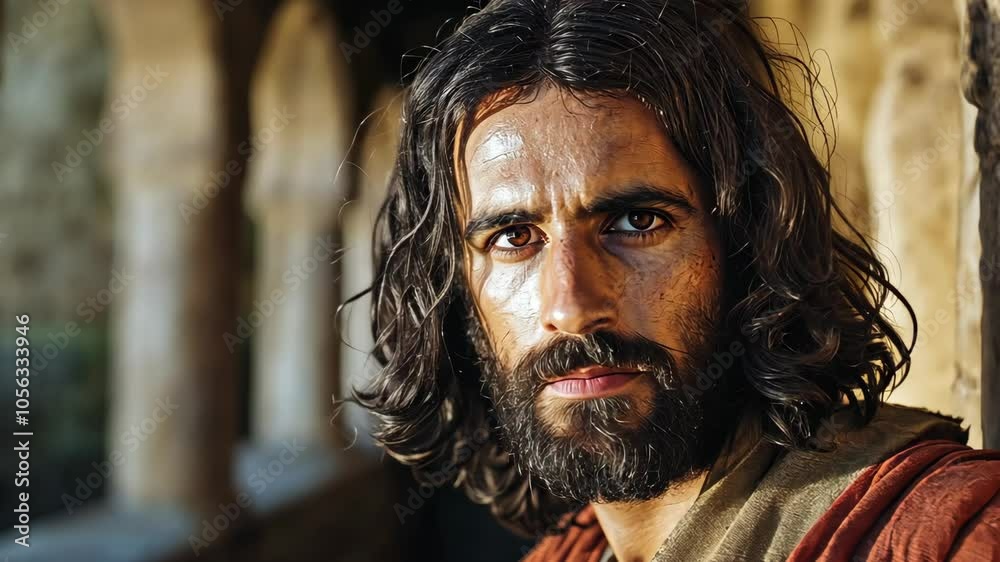 Jesus Christ portrait in old clothes Video