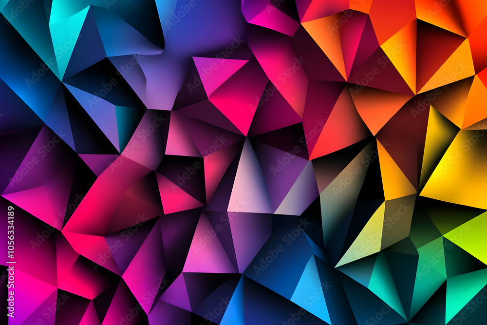 Obraz premium A vibrant abstract geometric pattern featuring colorful triangular shapes.