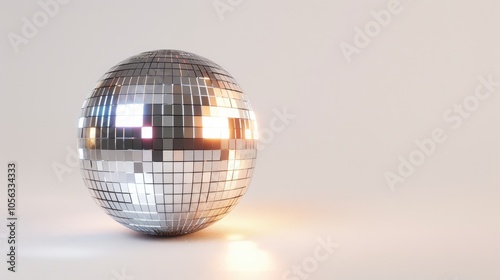 Disco ball reflecting light on a white background