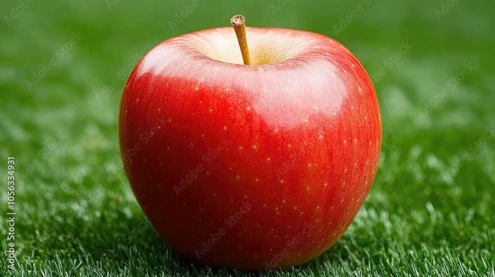 Rows of apple trees are laden with ripe, red apples, surrounded by lush grass and a vibrant blue sky, perfect for harvest time Rows of apple trees are laden with ripe, red apples, surrounded by lush grass and a vibrant blue sky, perfect for harvest time