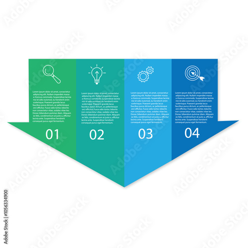 4 steps Infographics element arrow template chart for presentation.
