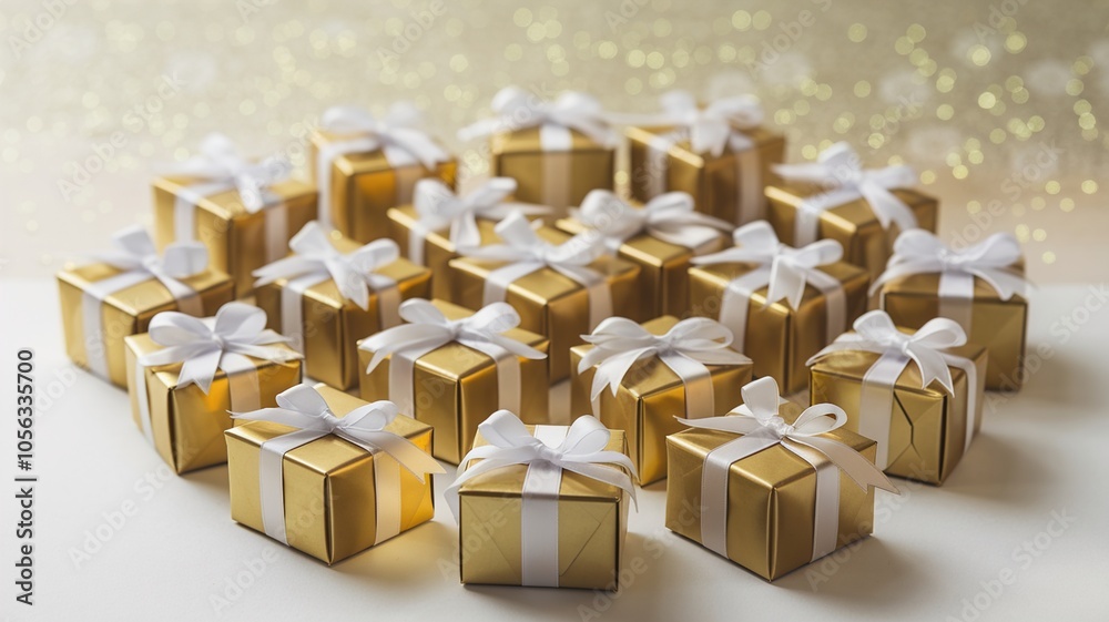 Golden Christmas gifts background Golden Christmas gifts background