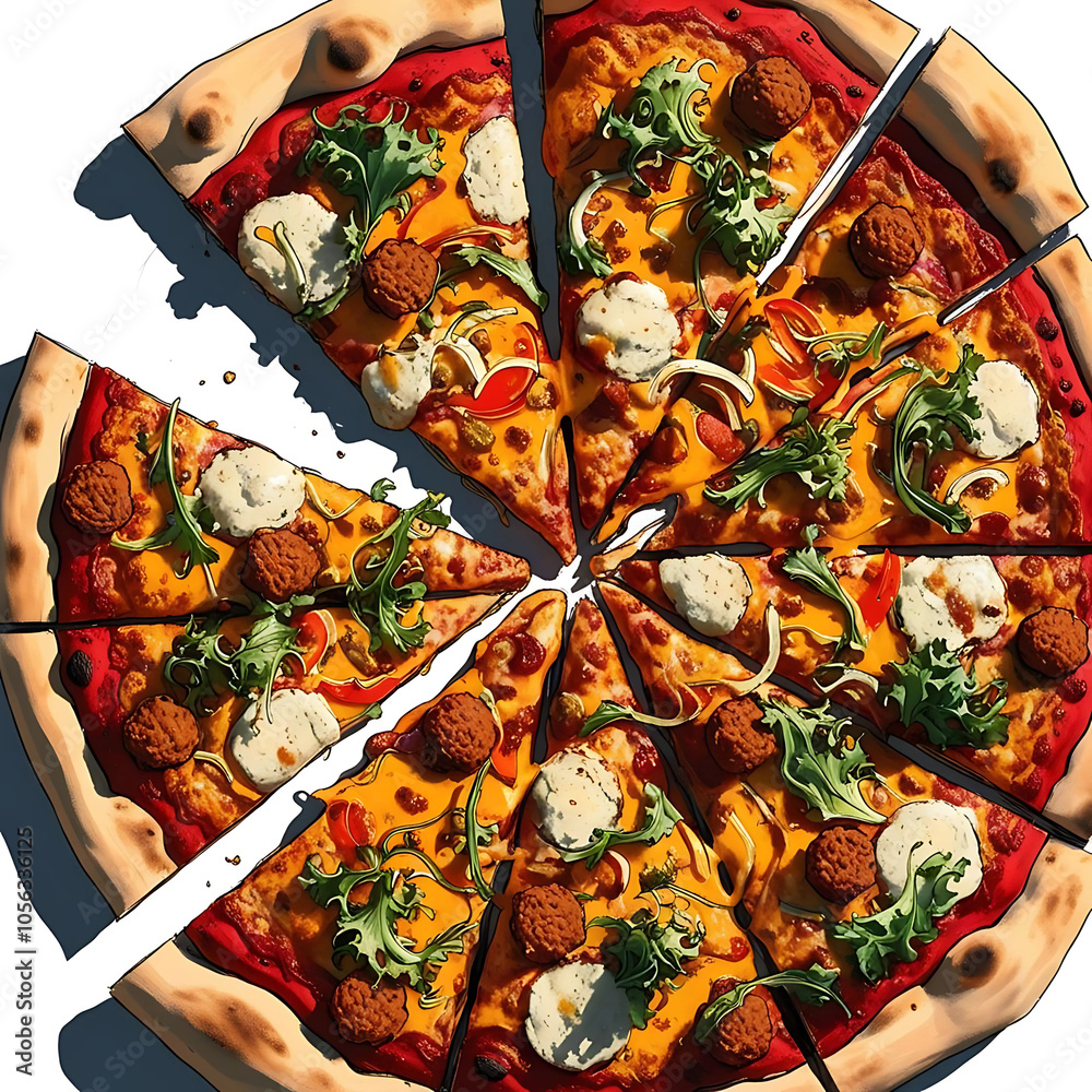 Fototapeta premium Pizza illustration 
