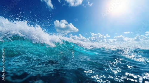 Vibrant Waves Under a Bright Blue Sky