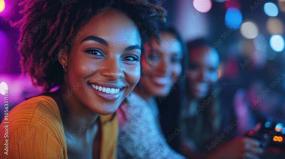 Friends gather at home to share laughs and good vibes while playing video games together in the cozy evening atmosphere. Friends gather at home to share laughs and good vibes while playing video games together in the cozy evening atmosphere.