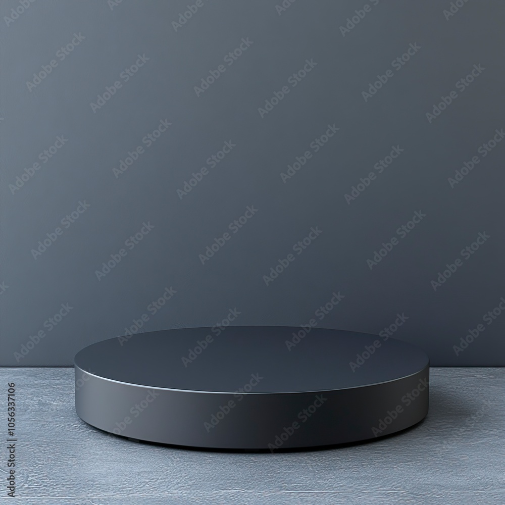a low round very thin black podium without steps ,generative ai a low round very thin black podium without steps ,generative ai
