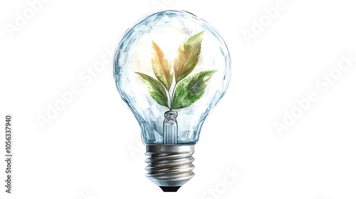 Wallpaper Mural Light bulb with green plant inside symbolizing eco-friendly energy and sustainability. Ideal for environmental and innovation concepts. Torontodigital.ca