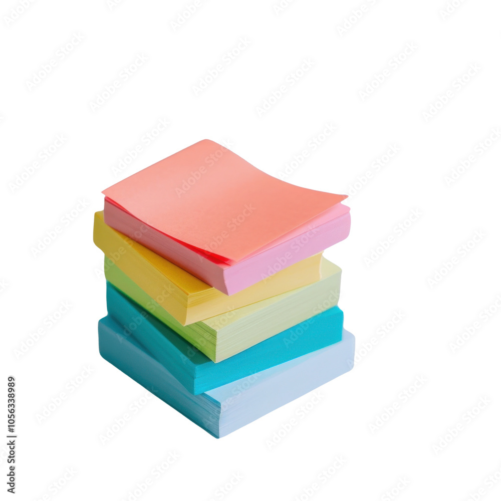 Colorful Sticky Notes Stacked on a White Background Colorful Sticky Notes Stacked on a White Background