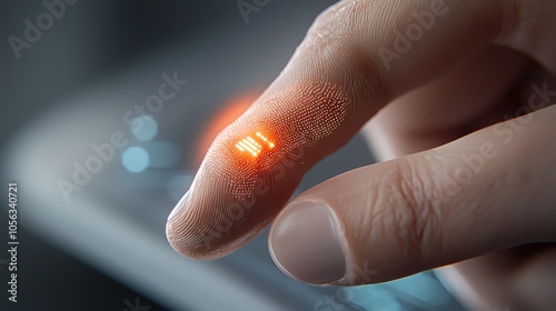 Illustration of fingertips transforming into LED buttons, showing seamless tech integration