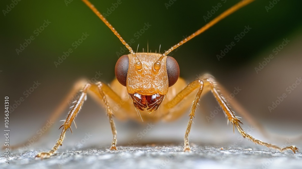 Capture the intricate details of a springtail insect in extreme closeup, showcasing its stunning textures and colors. Capture the intricate details of a springtail insect in extreme closeup, showcasing its stunning textures and colors.