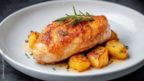 Fried Chicken Breast with Golden Potatoes